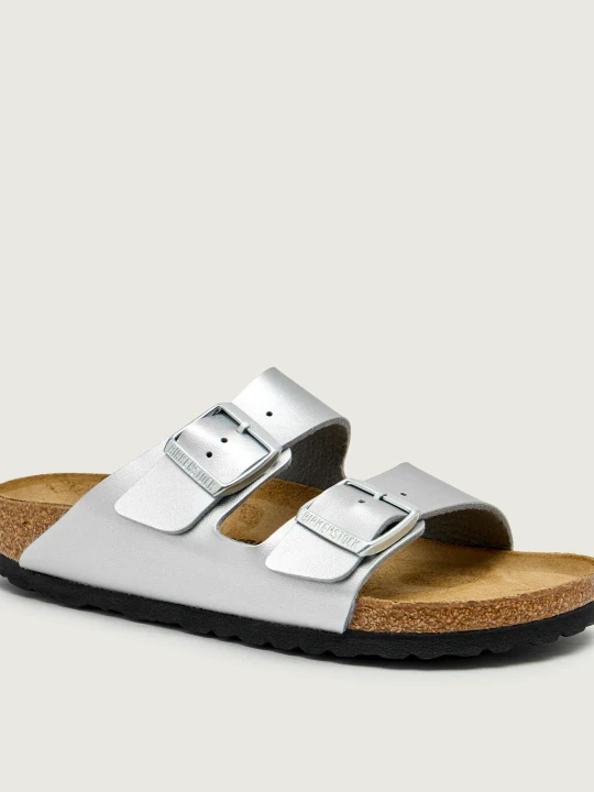 Zdjęcie produktu Birkenstock Klapki Arizona BS | z dodatkiem skóry | narrow fit srebrny