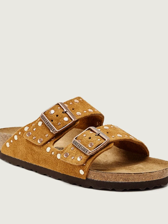 Zdjęcie produktu Birkenstock Klapki Arizona Rivet LEVE | zamsz | narrow fit camel