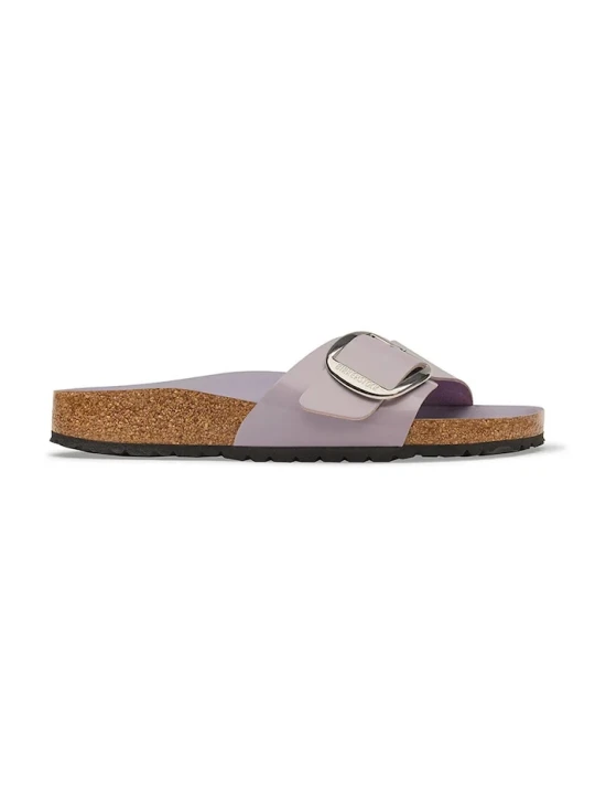 Zdjęcie produktu Birkenstock klapki damskie skórzane Madrid Big Buckle Natural Leather Patent fioletowy