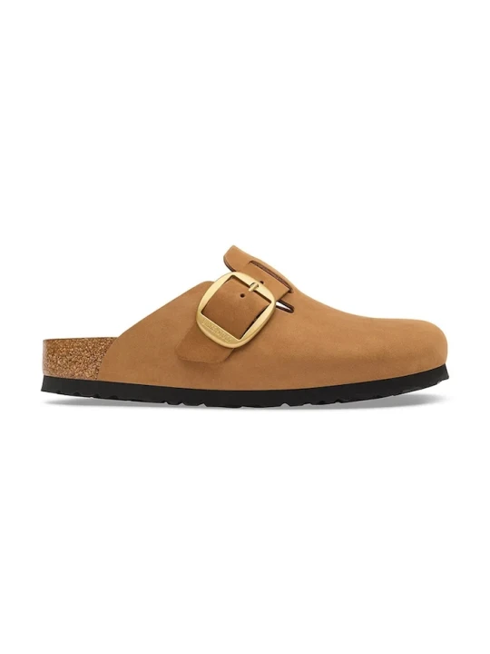 Zdjęcie produktu Birkenstock klapki mules damskie nubukowe Boston Big Buckle Nubuck Leather brązowy