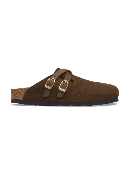 Zdjęcie produktu Birkenstock klapki mules damskie zamszowe Blair Suede Leather brązowy