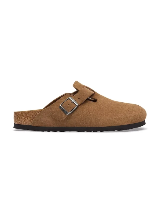Zdjęcie produktu Birkenstock klapki mules damskie zamszowe Boston Suede Leather brązowy