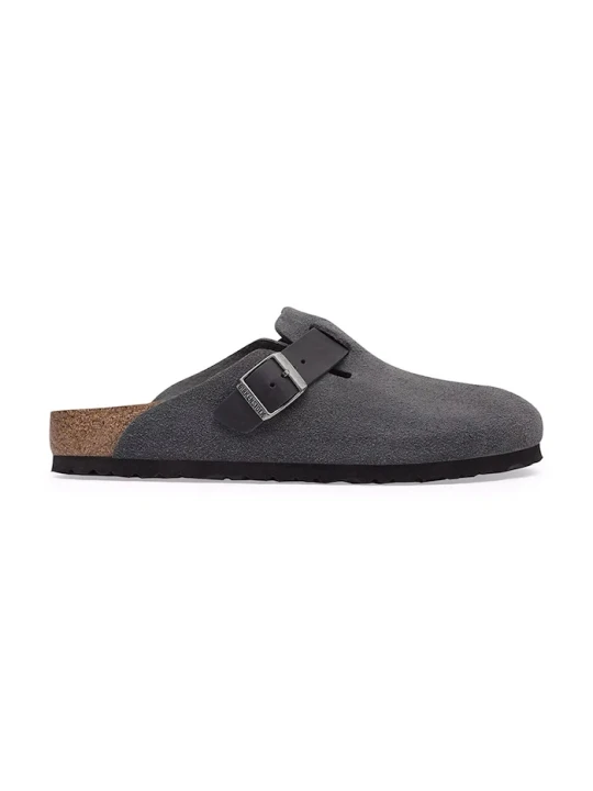 Zdjęcie produktu Birkenstock klapki mules męskie zamszowe Boston Mixed Leather szary