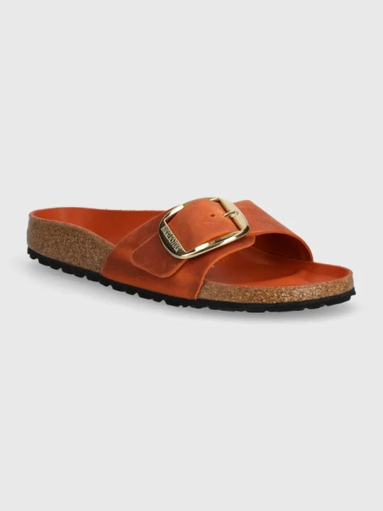 Zdjęcie produktu Birkenstock klapki na płaskim obcasie damskie nubukowe pomarańczowy