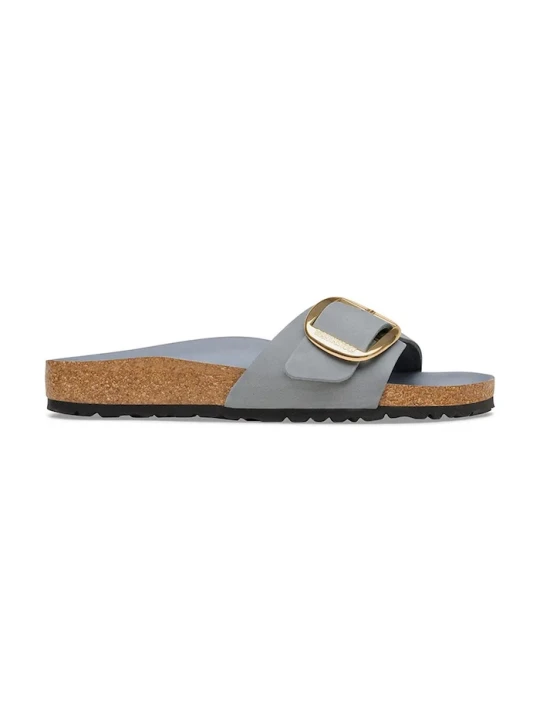 Zdjęcie produktu Birkenstock klapki na płaskim obcasie damskie nubukowe Madrid Big Buckle szary