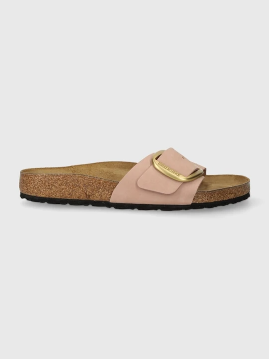 Zdjęcie produktu Birkenstock klapki na płaskim obcasie damskie nubukowe Madrid Big Buckle różowy