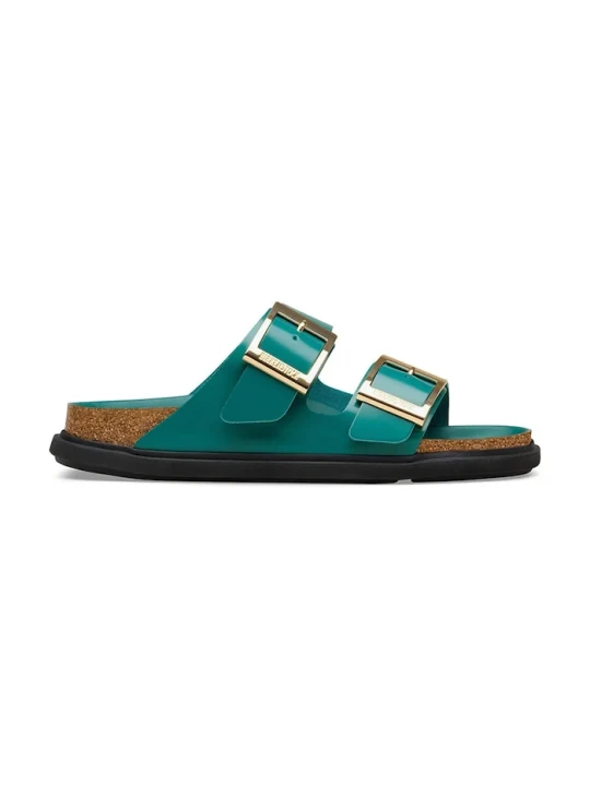 Zdjęcie produktu Birkenstock klapki na płaskim obcasie damskie skórzane Arizona Droplet Buckle turkusowy