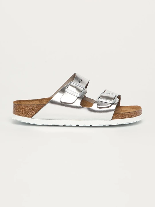 Zdjęcie produktu Birkenstock klapki skórzane Arizona SFB srebrny