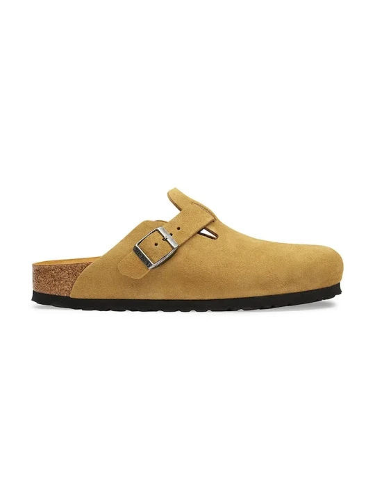 Zdjęcie produktu Birkenstock klapki z zakrytymi palcami zamszowe Boston Soft Footbed Suede Leather brązowy