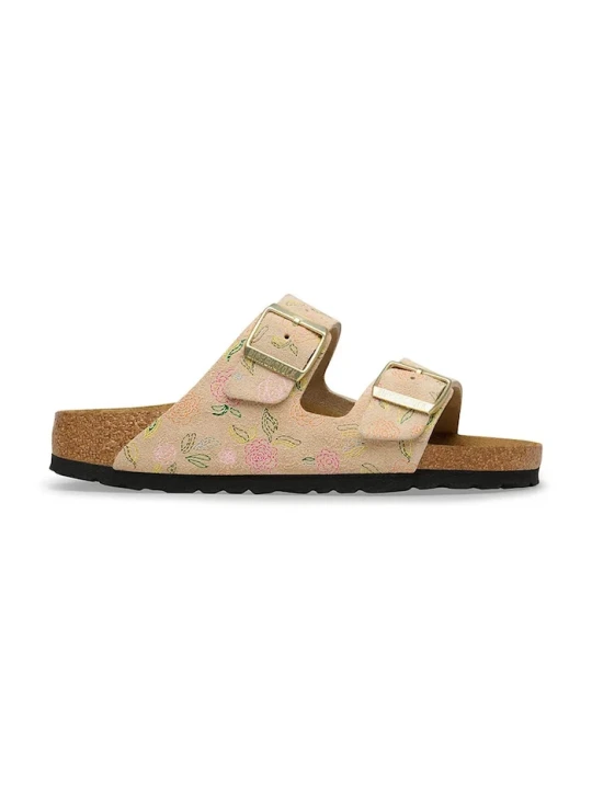 Zdjęcie produktu Birkenstock klapki na płaskim obcasie damskie zamszowe Arizona beżowy