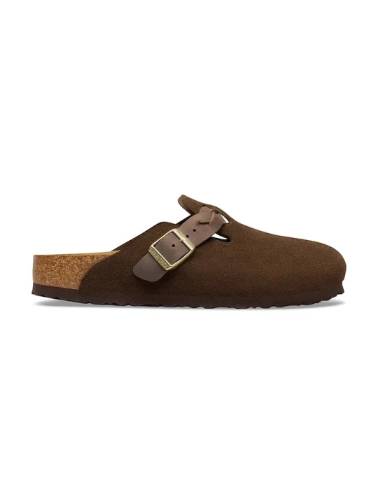 Zdjęcie produktu Birkenstock klapki zamszowe Boston Braided brązowy