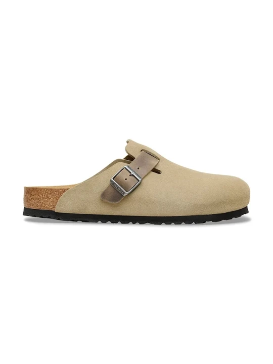 Zdjęcie produktu Birkenstock klapki mules męskie zamszowe Boston zielony