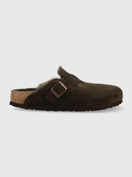 Zdjęcie produktu Birkenstock klapki zamszowe Boston FUR brązowy