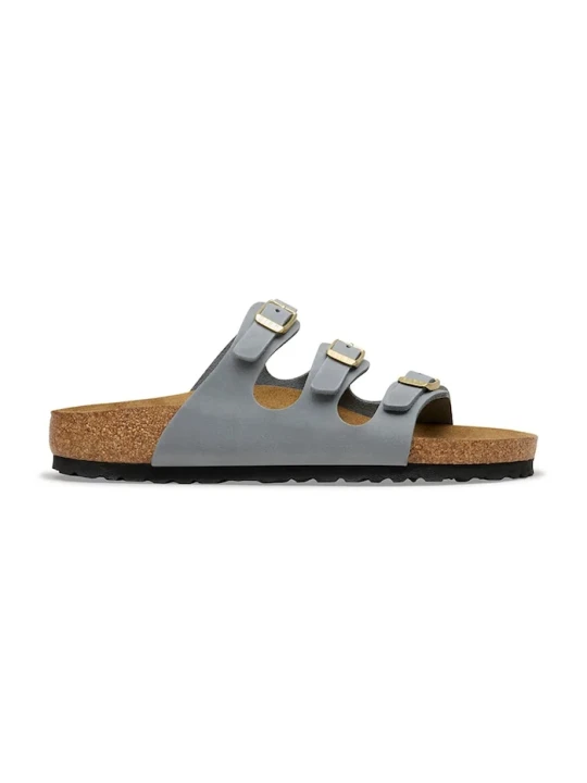 Zdjęcie produktu Birkenstock klapki na płaskim obcasie damskie skórzane Florida szary