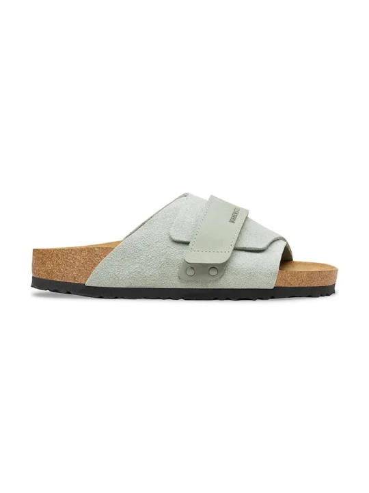 Zdjęcie produktu Birkenstock klapki na płaskim obcasie damskie zamszowe Kyoto zielony