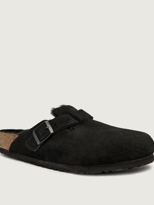 Zdjęcie produktu Birkenstock Mule Boston | shearling | zamsz | z dodatkiem wełny czarny