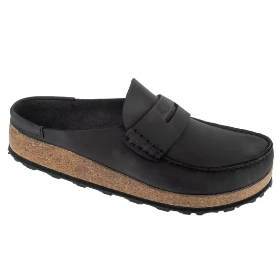Zdjęcie produktu Birkenstock Naples Leoi 1025040, Unisex, Czarne, klapki, Skóra olejowana, rozmiar: 45