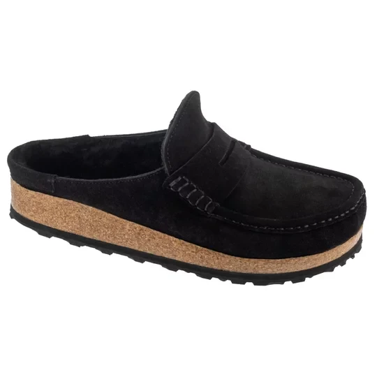 Zdjęcie produktu Birkenstock Naples Shearling 1028125, Unisex, Czarne, klapki, skóra zamszowa, rozmiar: 39