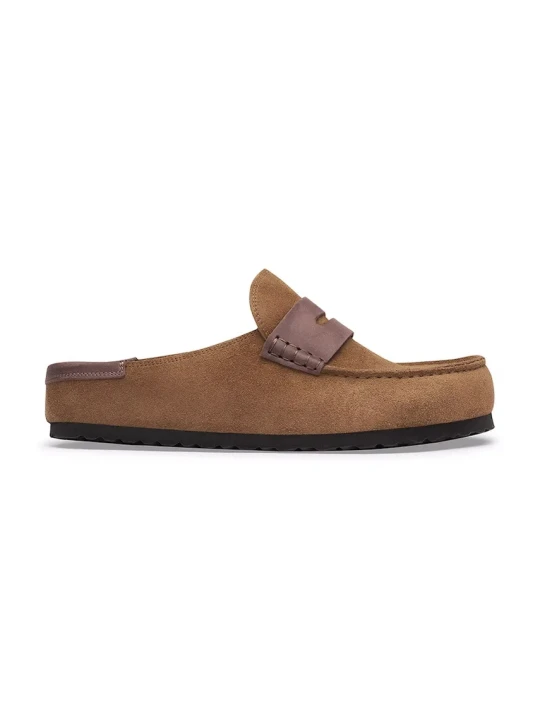 Zdjęcie produktu Birkenstock Naples Wrapped double stitch Mixed Leather klapki mules zamszowe