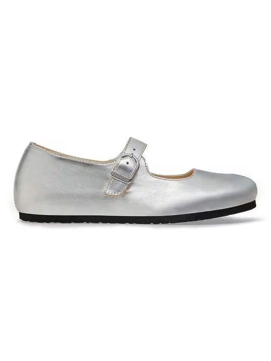 Zdjęcie produktu Birkenstock Skórzane baleriny "Santa Clarit" w kolorze srebrnym rozmiar: 37