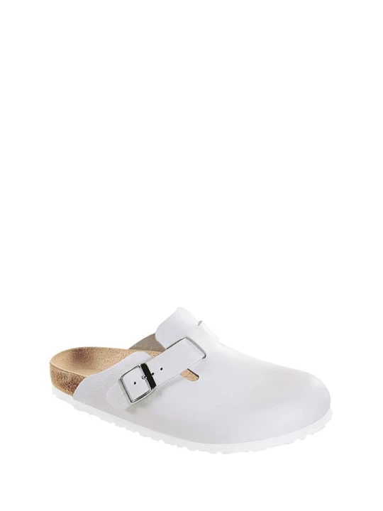 Zdjęcie produktu Birkenstock Skórzane chodaki "Boston" w kolorze białym rozmiar: 42