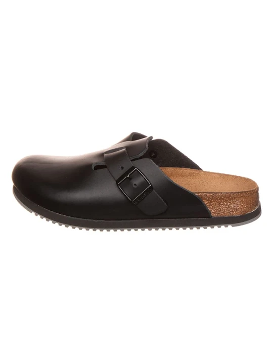 Zdjęcie produktu Birkenstock Skórzane chodaki "Boston" w kolorze czarnym rozmiar: 36