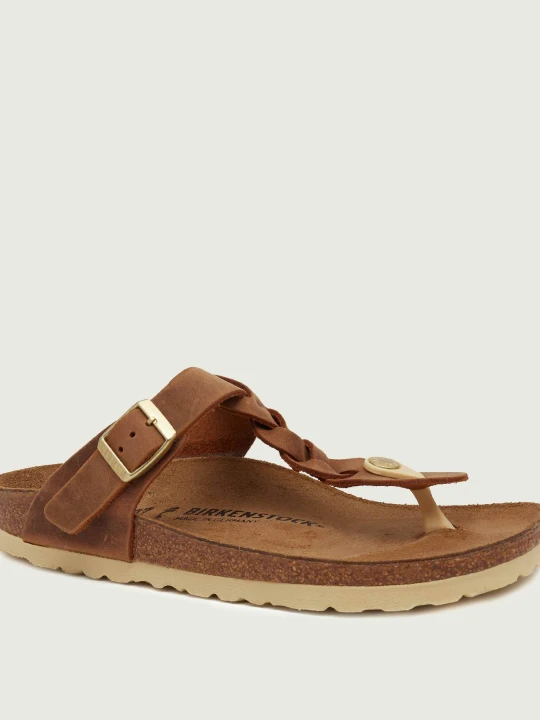 Zdjęcie produktu Birkenstock Skórzane japonki Gizeh Braided LEOI | narrow fit brązowy