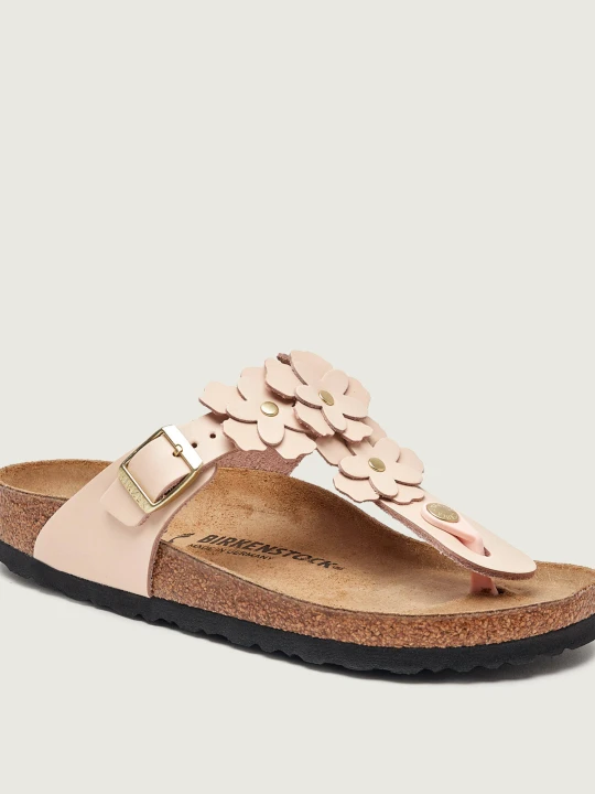 Zdjęcie produktu Birkenstock Skórzane japonki Gizeh Flowers | narrow fit pudrowy róż