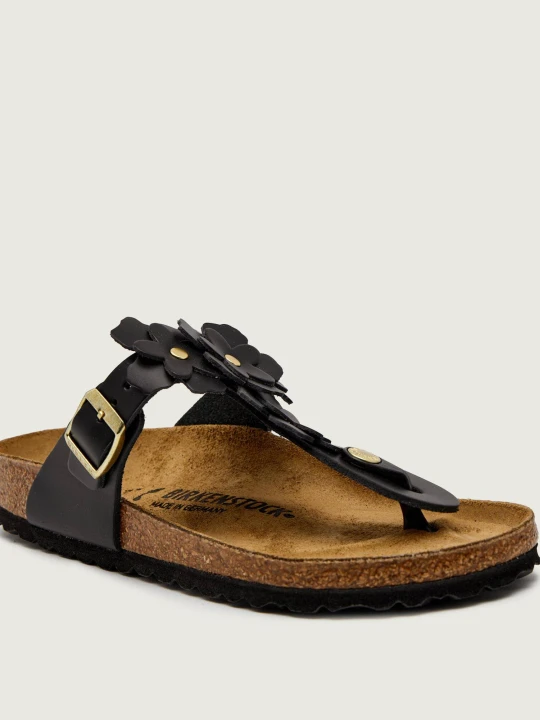 Zdjęcie produktu Birkenstock Skórzane japonki Gizeh Flowers | narrow fit czarny