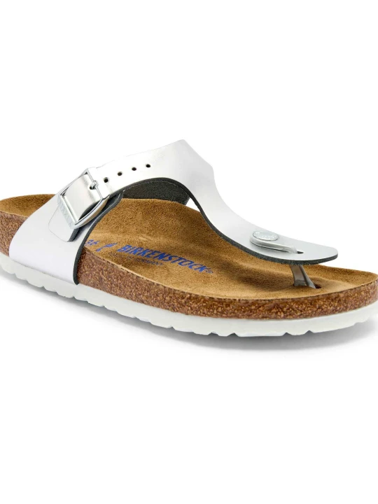 Zdjęcie produktu Birkenstock Skórzane japonki Gizeh | narrow fit soft footbed srebrny