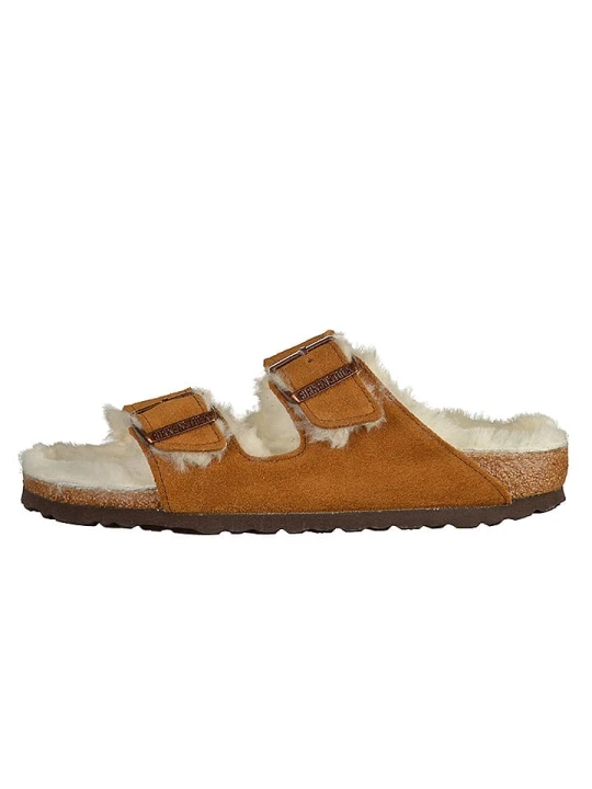 Zdjęcie produktu Birkenstock Skórzane kapcie "Arizona" w kolorze jasnobrązowym rozmiar: 45