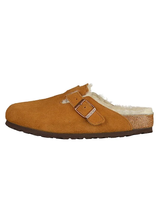 Zdjęcie produktu Birkenstock Skórzane kapcie "Boston" w kolorze jasnobrązowym rozmiar: 36