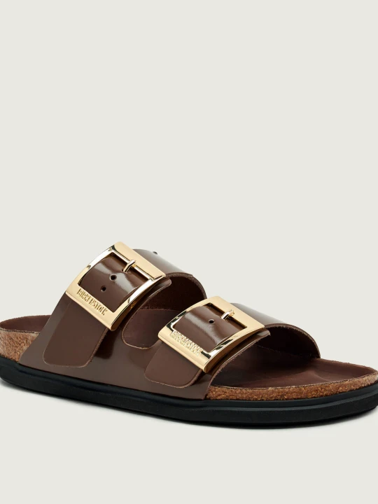 Zdjęcie produktu Birkenstock Skórzane klapki Arizona Droplet Buckle Cupsole | narrow fit brązowy