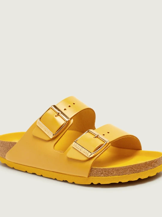 Zdjęcie produktu Birkenstock Skórzane klapki Arizona LENA | narrow fit musztardowy