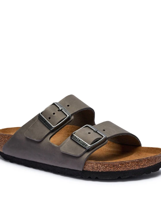 Zdjęcie produktu Birkenstock Skórzane klapki Arizona LEOI | narrow fit szary
