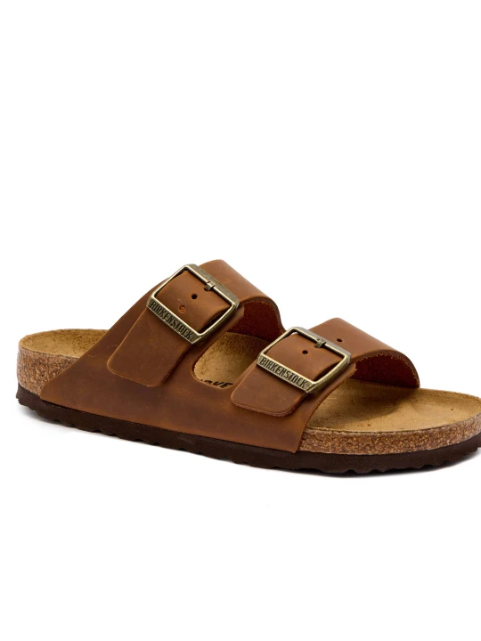 Zdjęcie produktu Birkenstock Skórzane klapki Arizona | narrow fit koniakowy