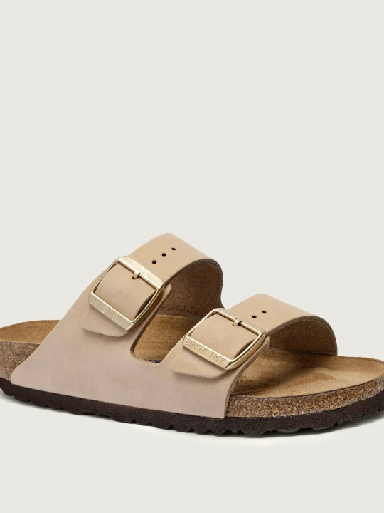 Zdjęcie produktu Birkenstock Skórzane klapki Arizona | narrow fit soft footbed beżowy