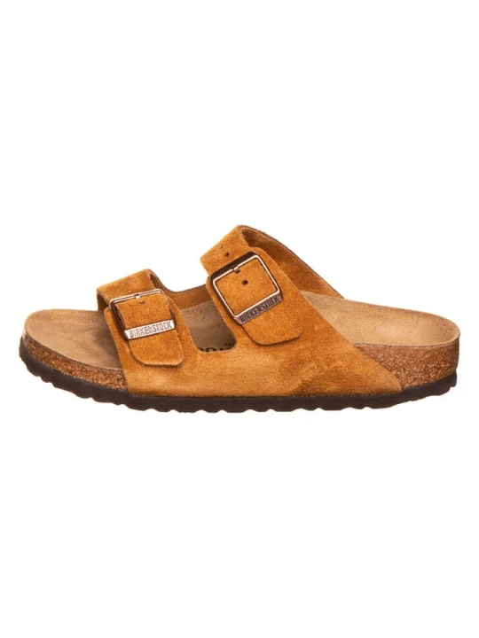 Zdjęcie produktu Birkenstock Skórzane klapki "Arizona" w kolorze jasnobrązowym rozmiar: 45