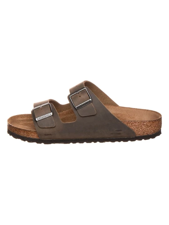 Zdjęcie produktu Birkenstock Skórzane klapki "Arizona" w kolorze khaki rozmiar: 36