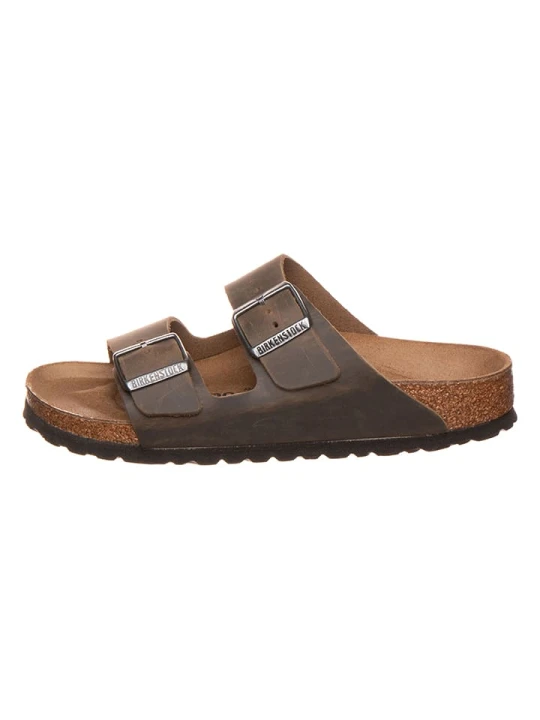 Zdjęcie produktu Birkenstock Skórzane klapki "Arizona" w kolorze khaki rozmiar: 41