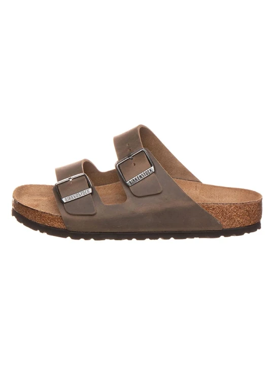 Zdjęcie produktu Birkenstock Skórzane klapki "Arizona" w kolorze khaki rozmiar: 42