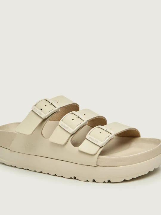 Zdjęcie produktu Birkenstock Skórzane klapki Florida III Flex Platform | Birkenstock x Papillio | narrow fit beżowy