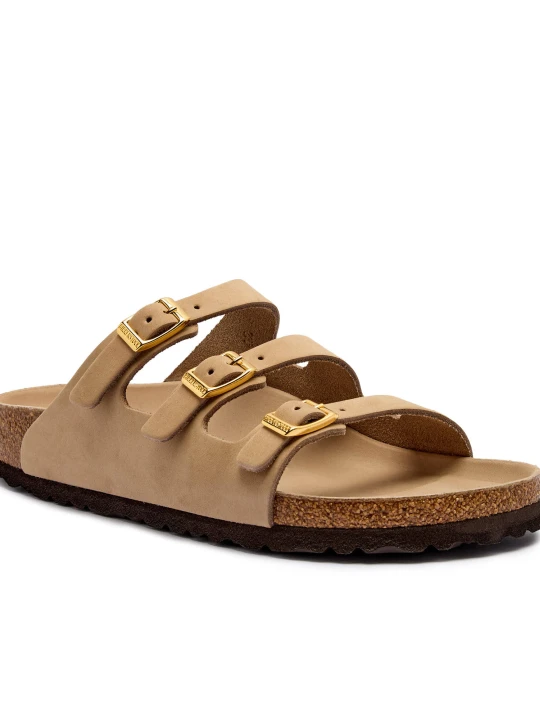 Zdjęcie produktu Birkenstock Skórzane klapki Florida LENB | narrow fit piaskowy