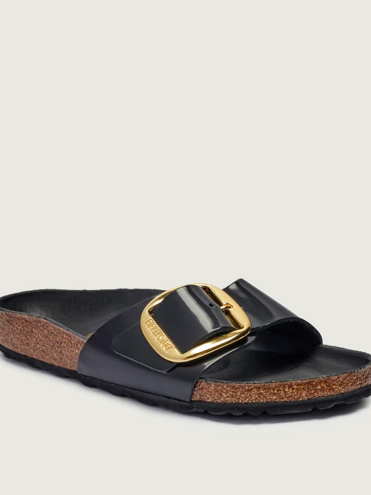 Zdjęcie produktu Birkenstock Skórzane klapki Madrid BB NL High Shine | narrow fit czarny