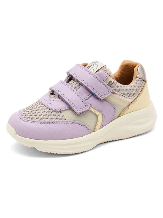 Zdjęcie produktu bisgaard Skórzane sneakersy "Yuki Glitter" w kolorze beżowo-fioletowym rozmiar: 25