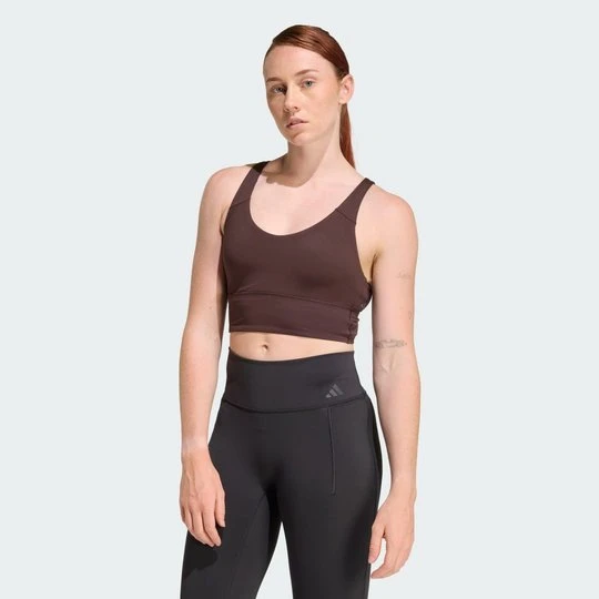 Zdjęcie produktu Biustonosz 3 Stripes Studio All Me Light Support Adidas Aurora Coffee