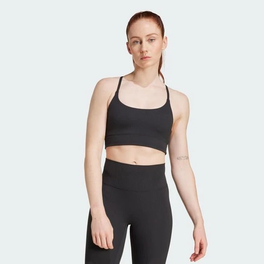 Zdjęcie produktu Biustonosz adidas All Me Light Support Rib Bra Long Line czarny