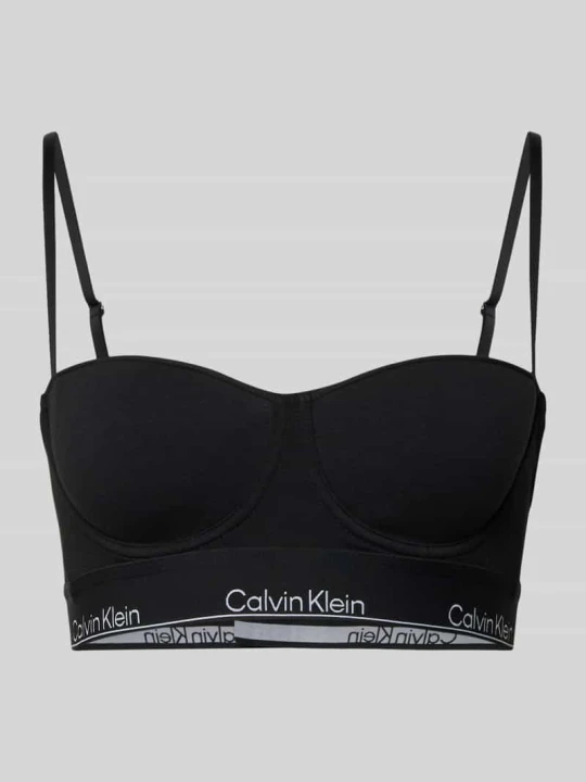 Zdjęcie produktu Biustonosz balconette z haftowanym logo Calvin Klein Czarny