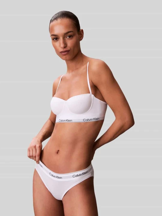 Zdjęcie produktu Biustonosz balconette z haftowanym logo Calvin Klein Biały