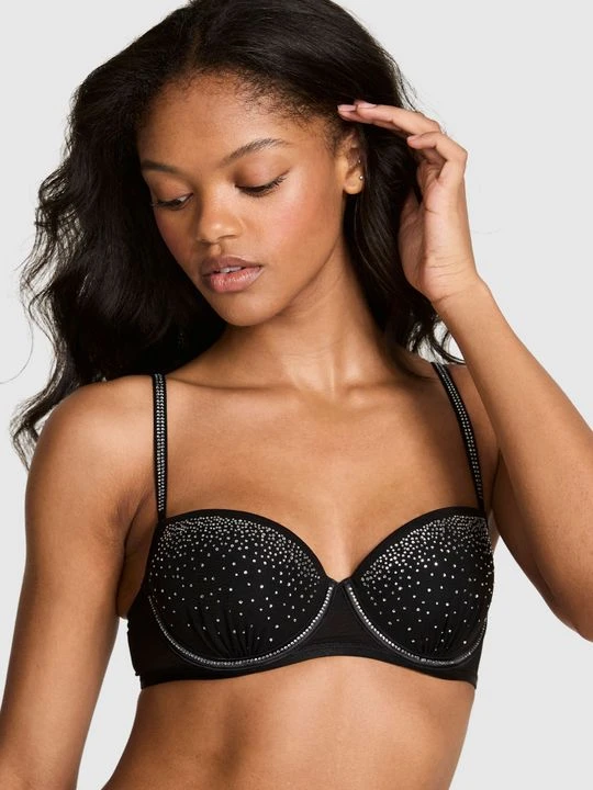 Zdjęcie produktu Biustonosz balkonetka z cyrkoniami i push-upem Victoria's Secret Czarny